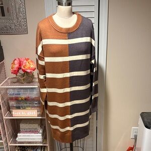 Blu Pepper Two-Tone Striped Sweater Dress-NWOT